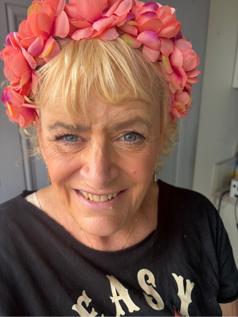 Coral Pink Floral Headband Crown for Women Gorgeous Colors New
